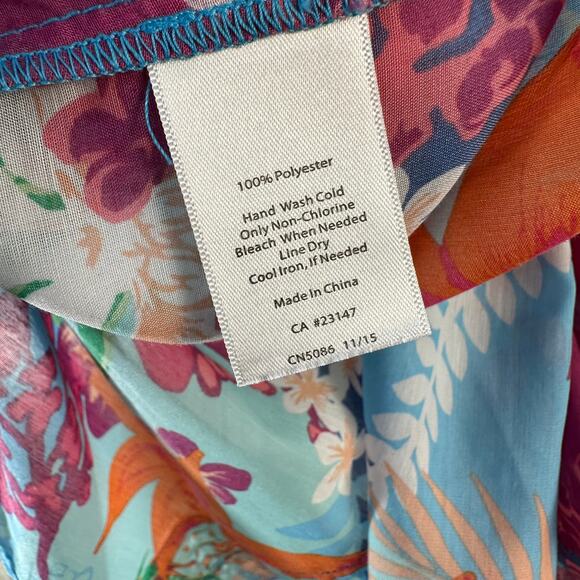 Talbots Caftan Cover Up‎ Dress Womens L Multicolor Floral Tropical Beach Swim - Picture 6 of 6